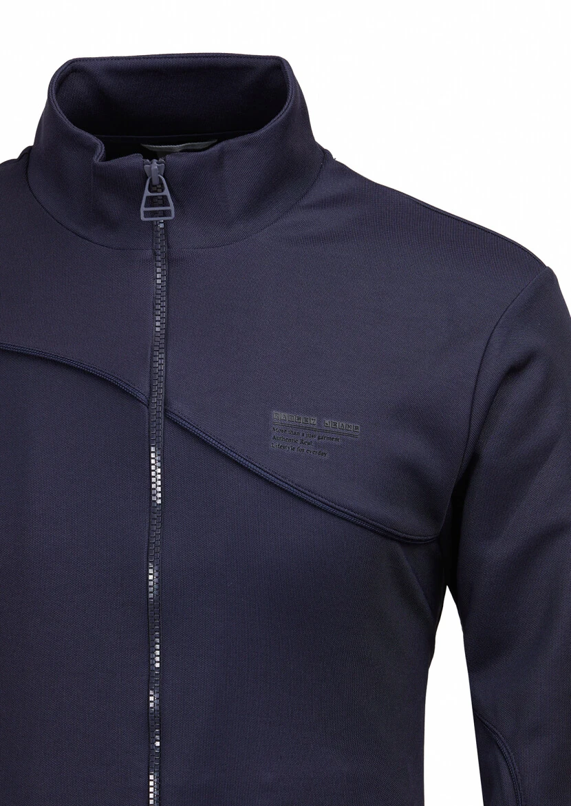 Navy Blue Turtleneck Plain Sweatshirt 