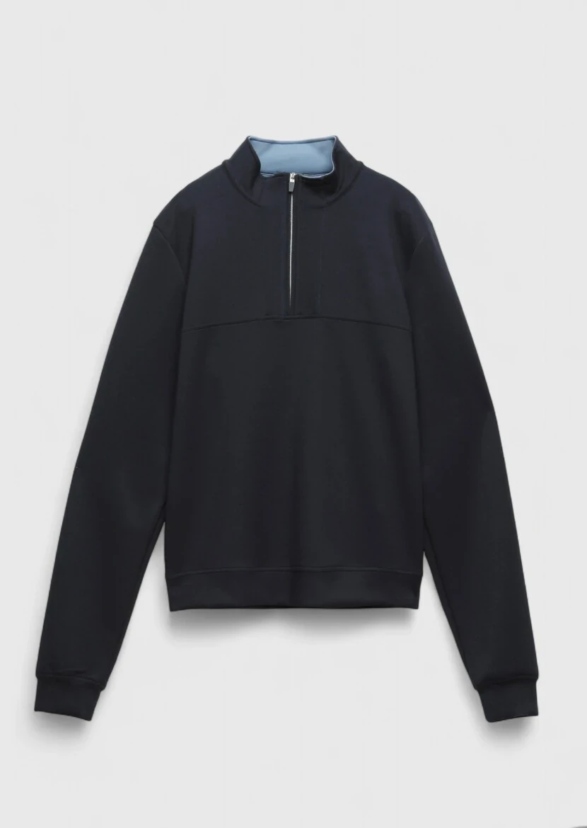 Navy Blue Turtleneck Plain Sweatshirt - 8
