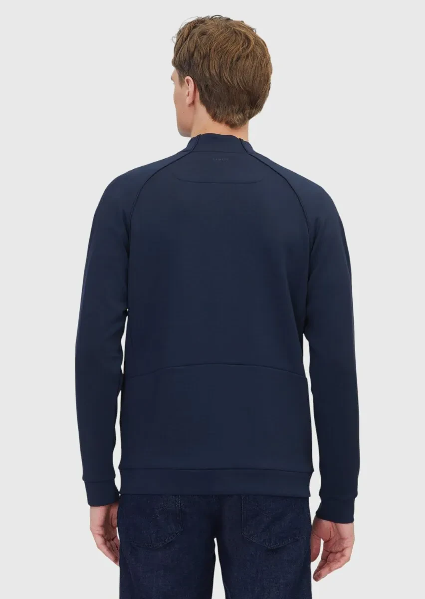 Navy Blue Turtleneck Plain Sweatshirt - 6