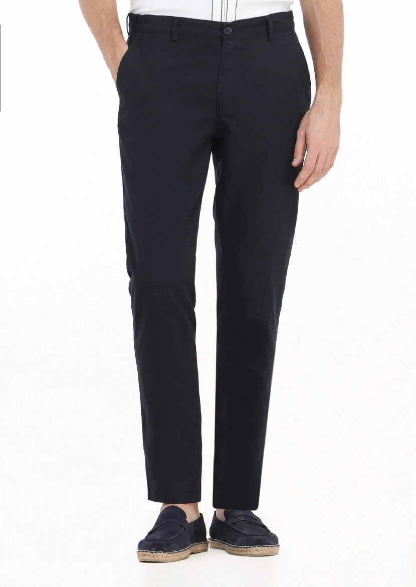 Navy Blue Weaving Jogging Fit Casual Trousers 