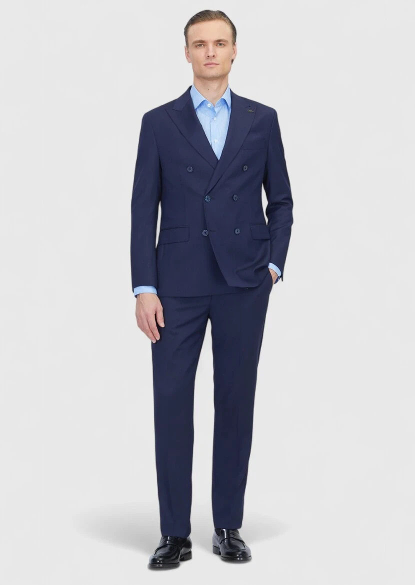 Navy Blue Zeroweight Slim Fit Wool Blended Suit - RAMSEY