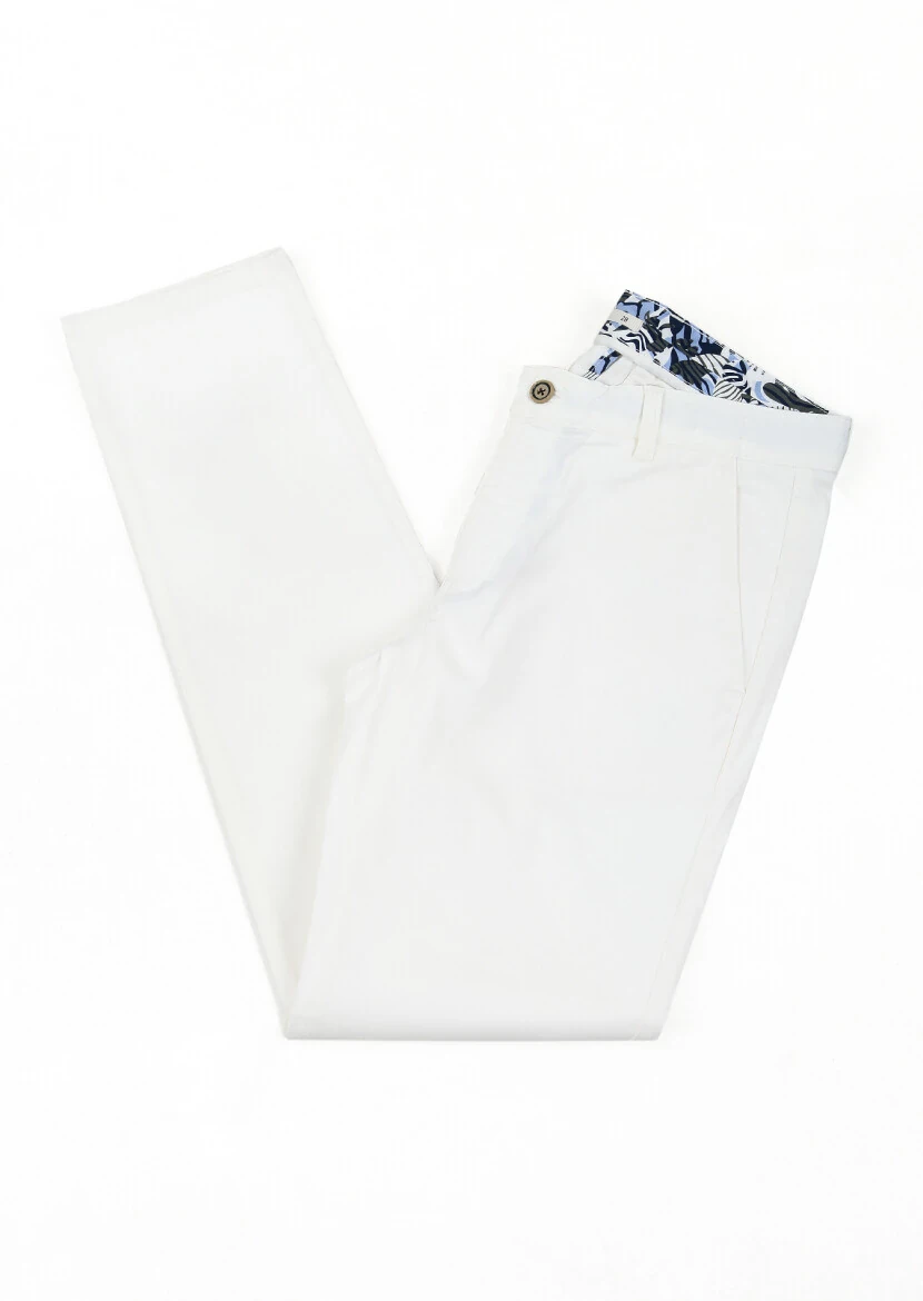 Off White Weaving Dynamic Casual Cotton Blended Trousers - 1