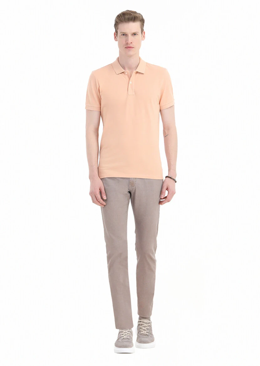 Orange Printed Polo Neck 100% Cotton T-Shirt - RAMSEY