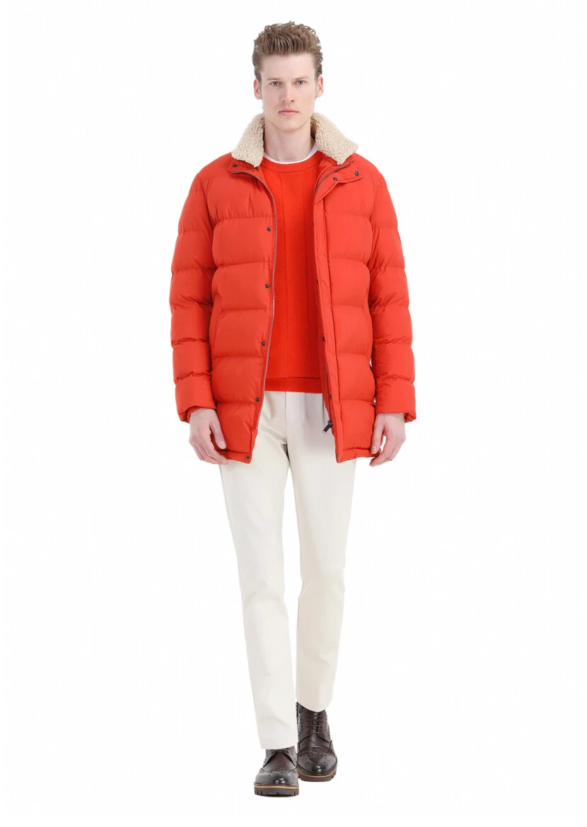 Orange Regular Fit Shirt Collar Casual Weaving Coat - RAMSEY