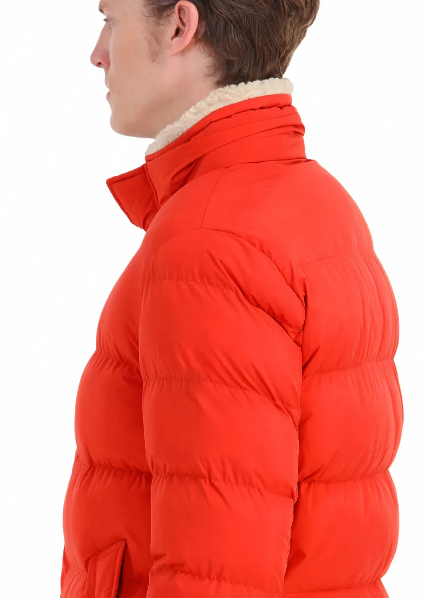 Orange Regular Fit Shirt Collar Casual Weaving Coat - 5