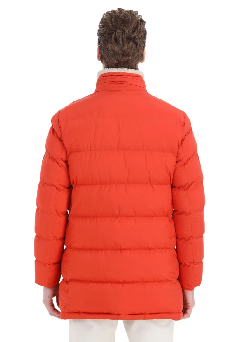 Orange Regular Fit Shirt Collar Casual Weaving Coat - 6