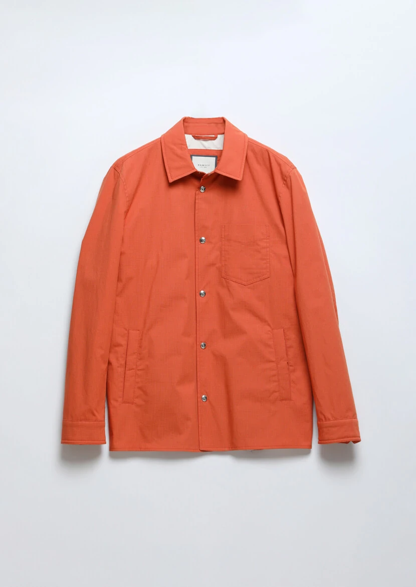 Orange Regular Fit Shirt Collar Casual Weaving Coat - 7