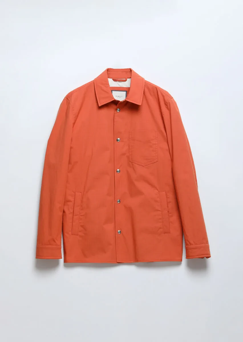 Orange Regular Fit Shirt Collar Casual Weaving Coat - 7
