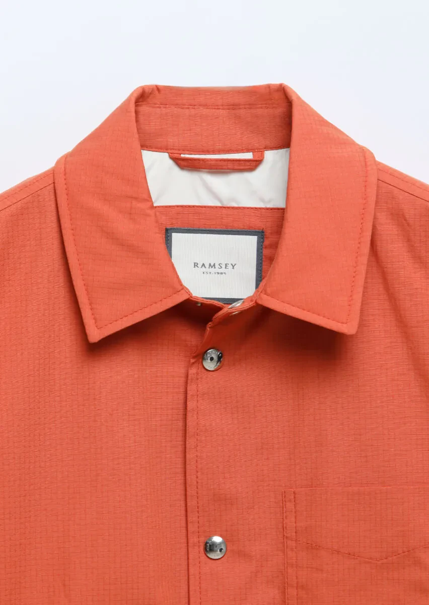 Orange Regular Fit Shirt Collar Casual Weaving Coat - 8