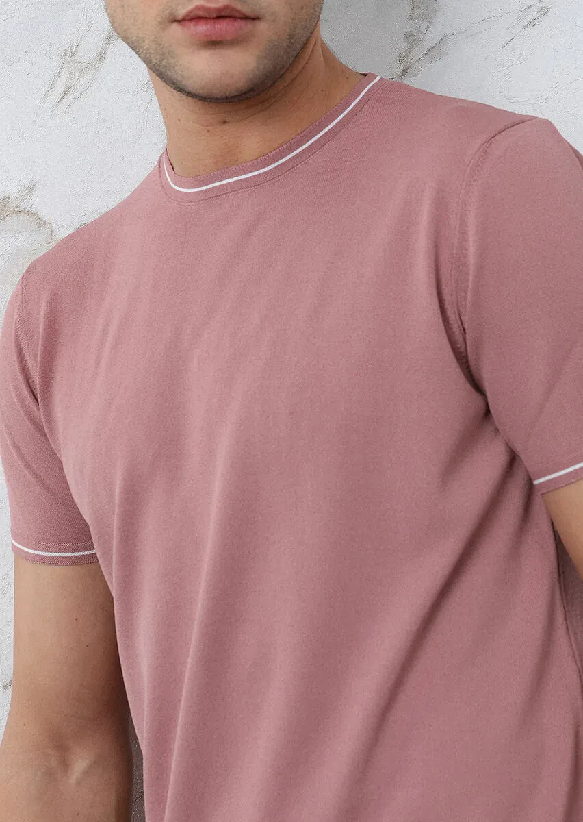 Pembe Düz Örgü Triko - 3