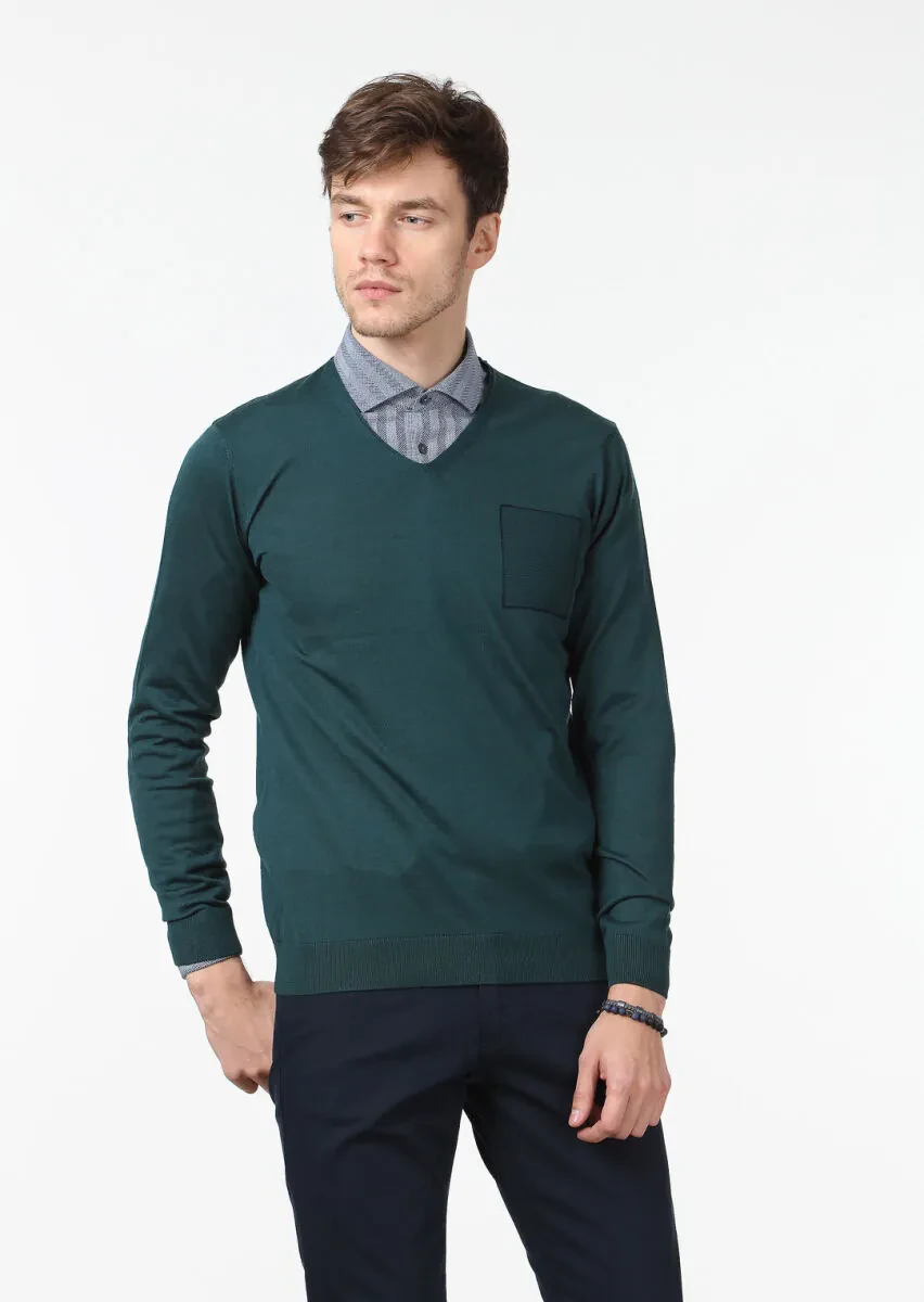 Petrol Blue Knitwear Sweatshirt - 1