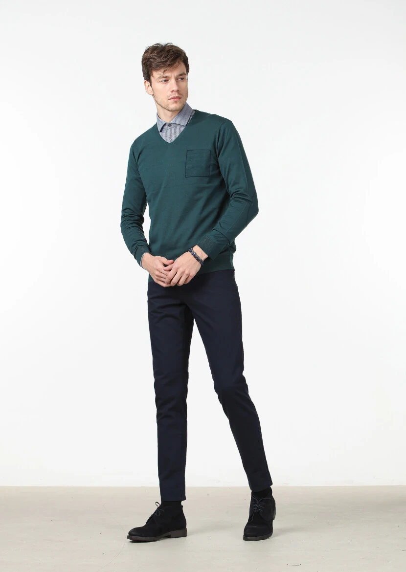 Petrol Blue Knitwear Sweatshirt 