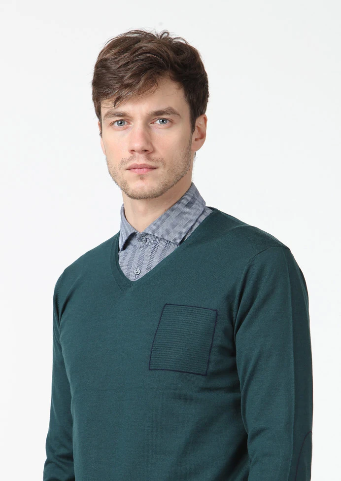 Petrol Blue Knitwear Sweatshirt - 3