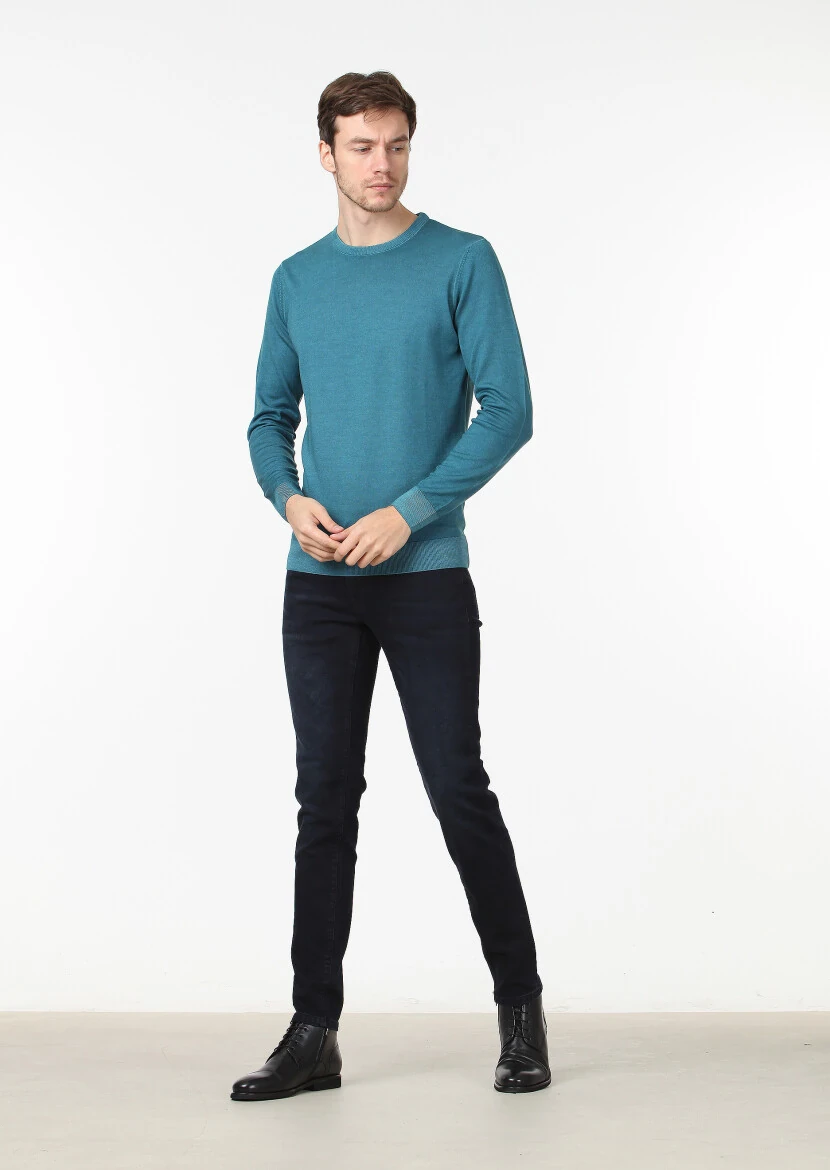Petrol Blue Knitwear Sweatshirt - 2