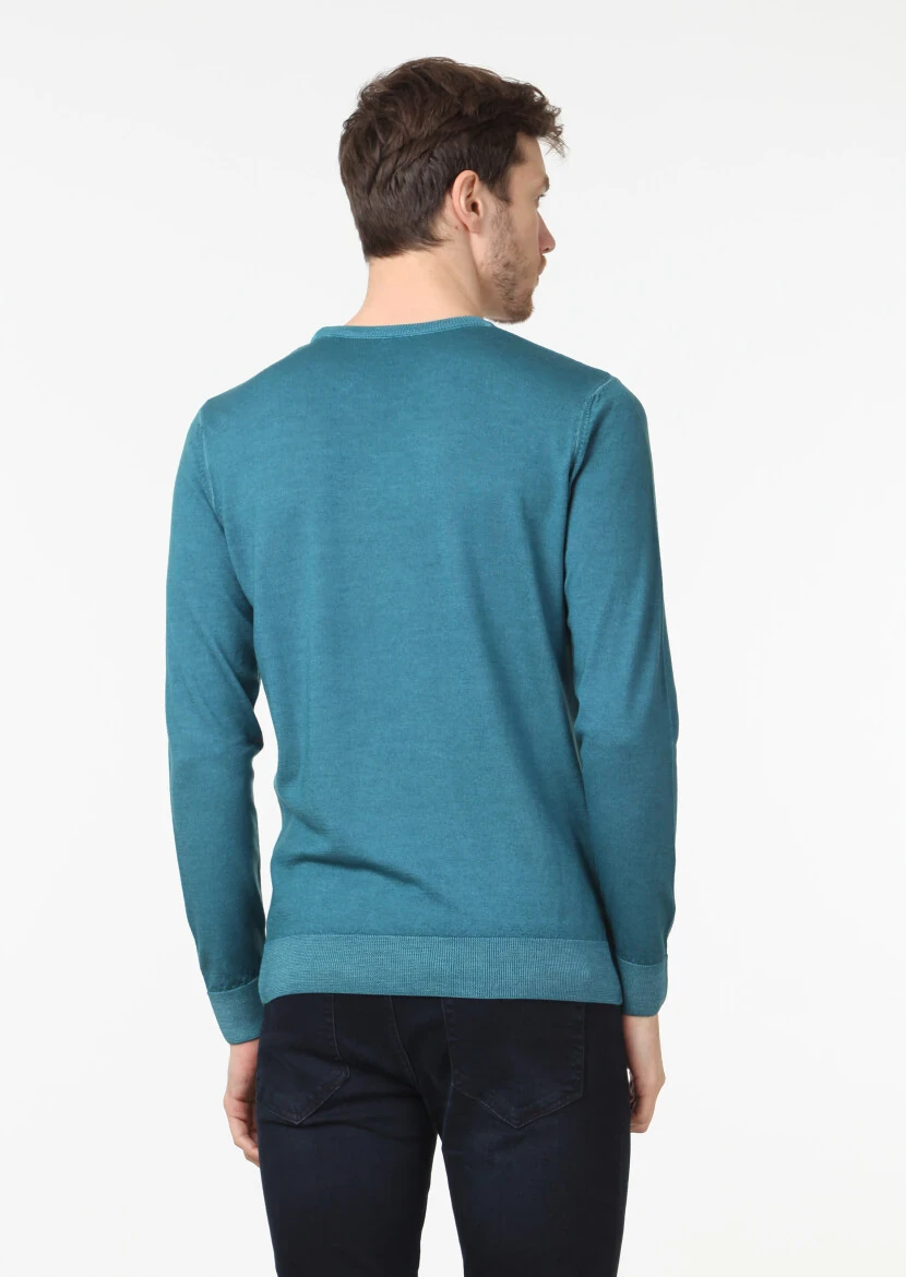 Petrol Blue Knitwear Sweatshirt - 4