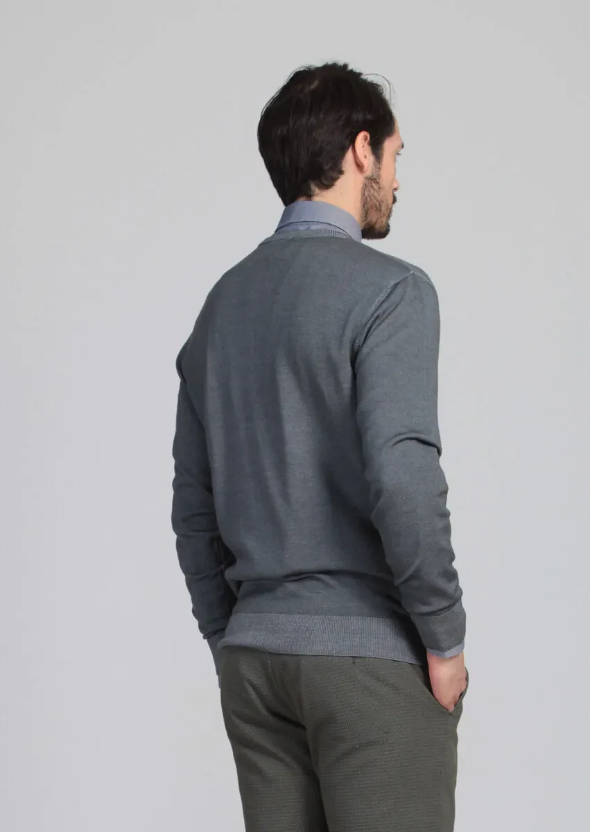 Petrol Blue Knitwear Sweatshirt - 5