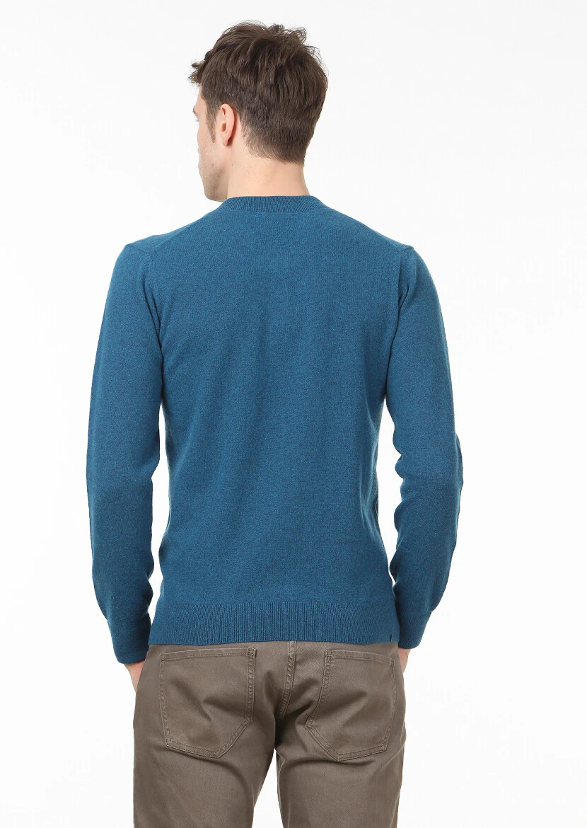 Petrol Blue Knitwear Sweatshirt - 4