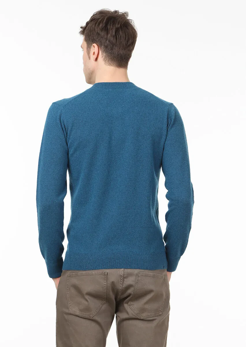 Petrol Blue Knitwear Sweatshirt - 4