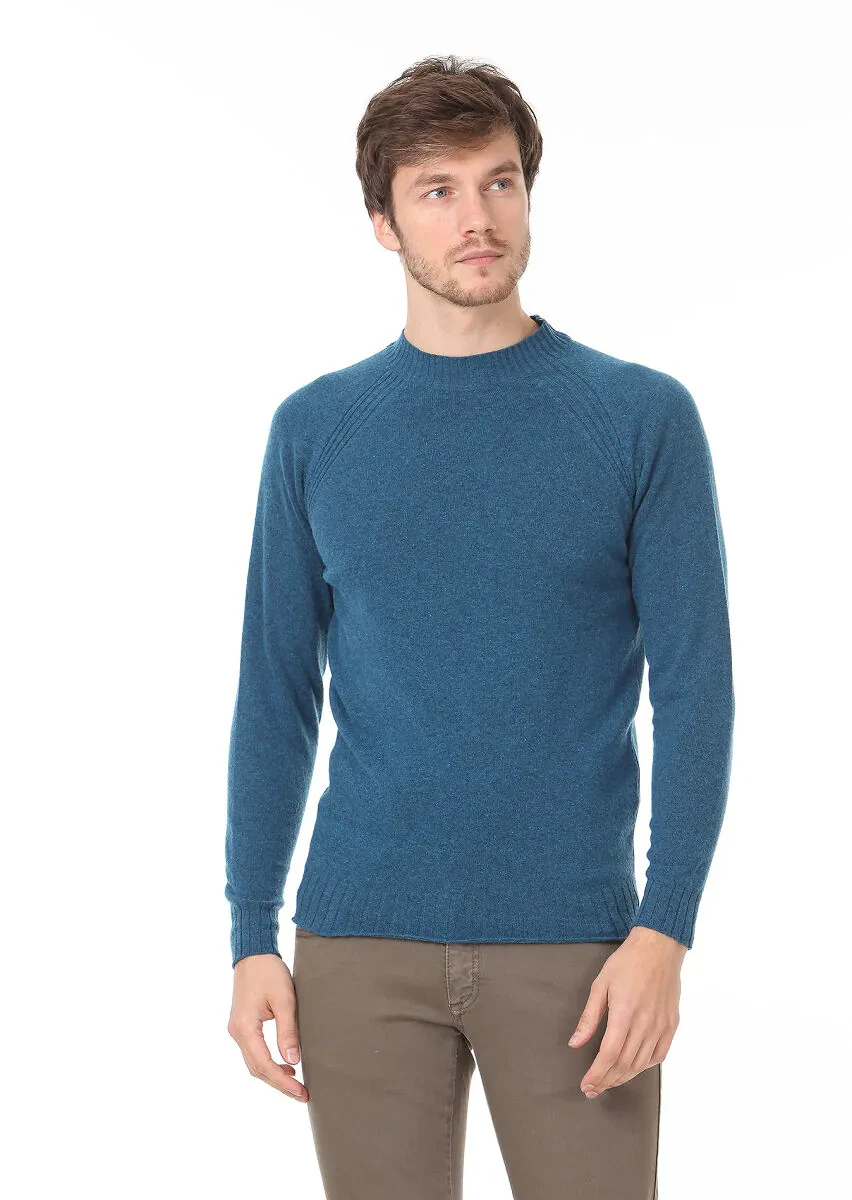 Petrol Blue Knitwear Sweatshirt - 1