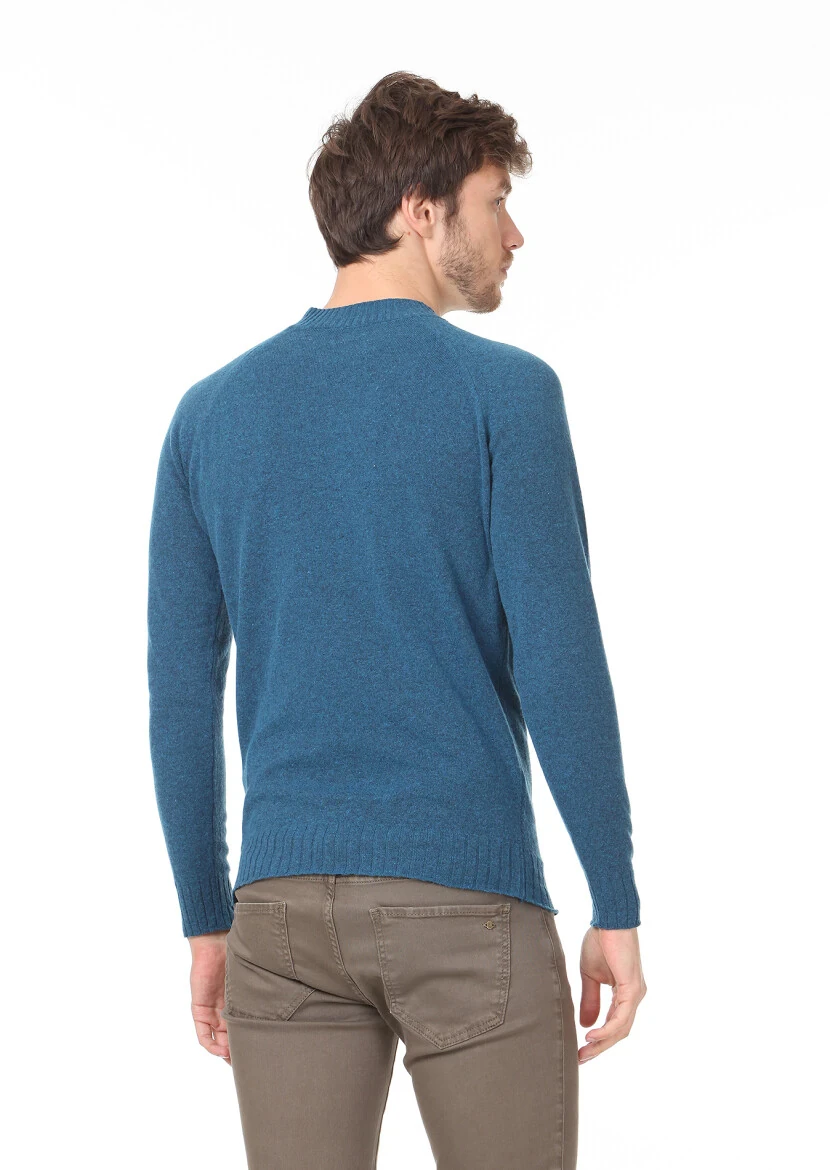 Petrol Blue Knitwear Sweatshirt - 4