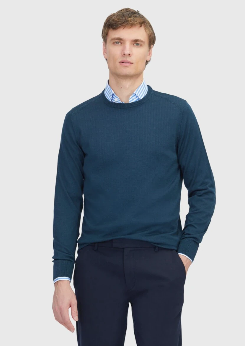Petrol Blue Knitwear Sweatshirt - RAMSEY