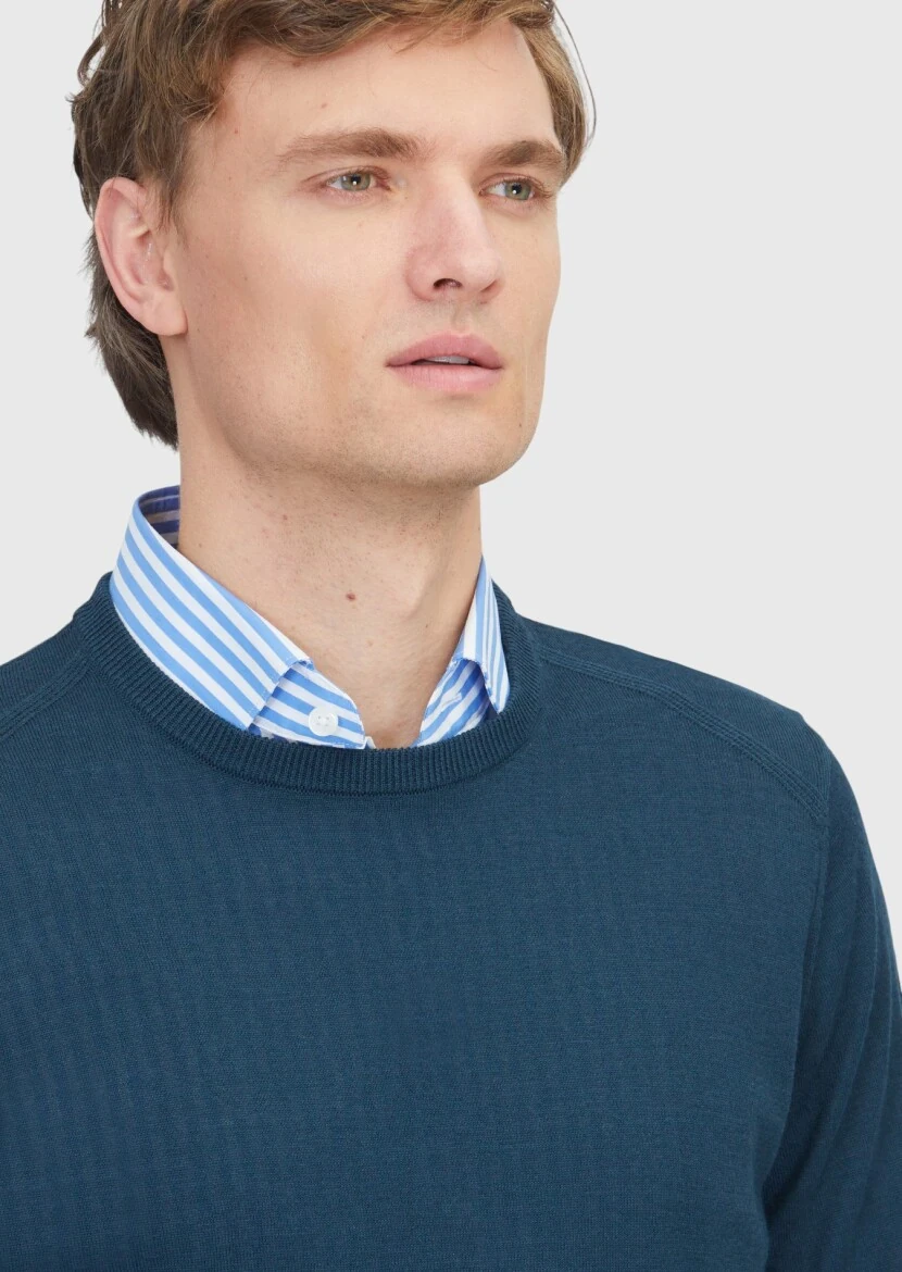 Petrol Blue Knitwear Sweatshirt - 3