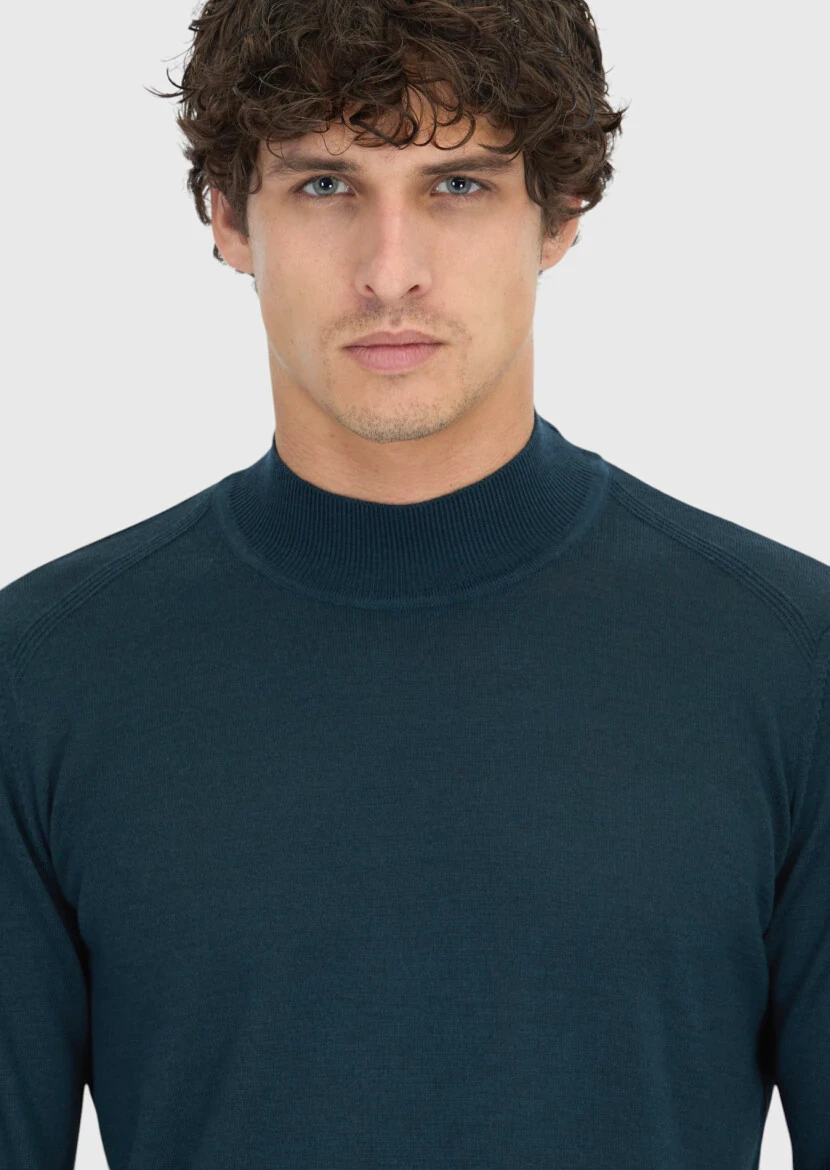 Petrol Blue Knitwear Sweatshirt - 5