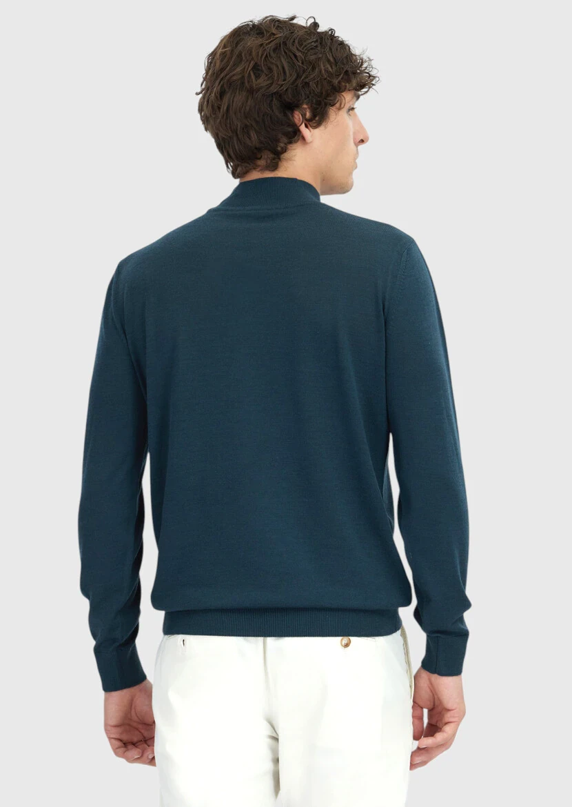 Petrol Blue Knitwear Sweatshirt - 6
