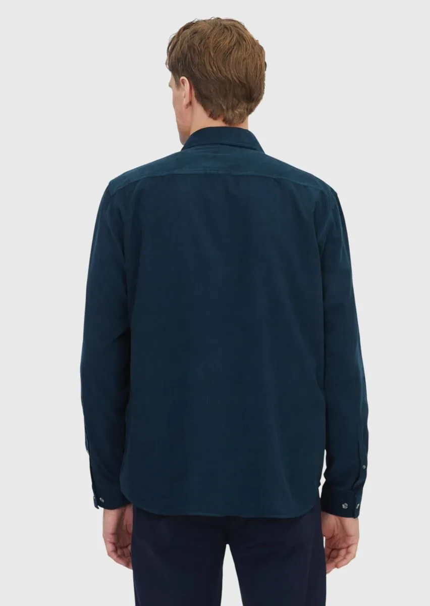 Petrol Blue Plain Weaving Casual 100% Cotton Shirt - 6