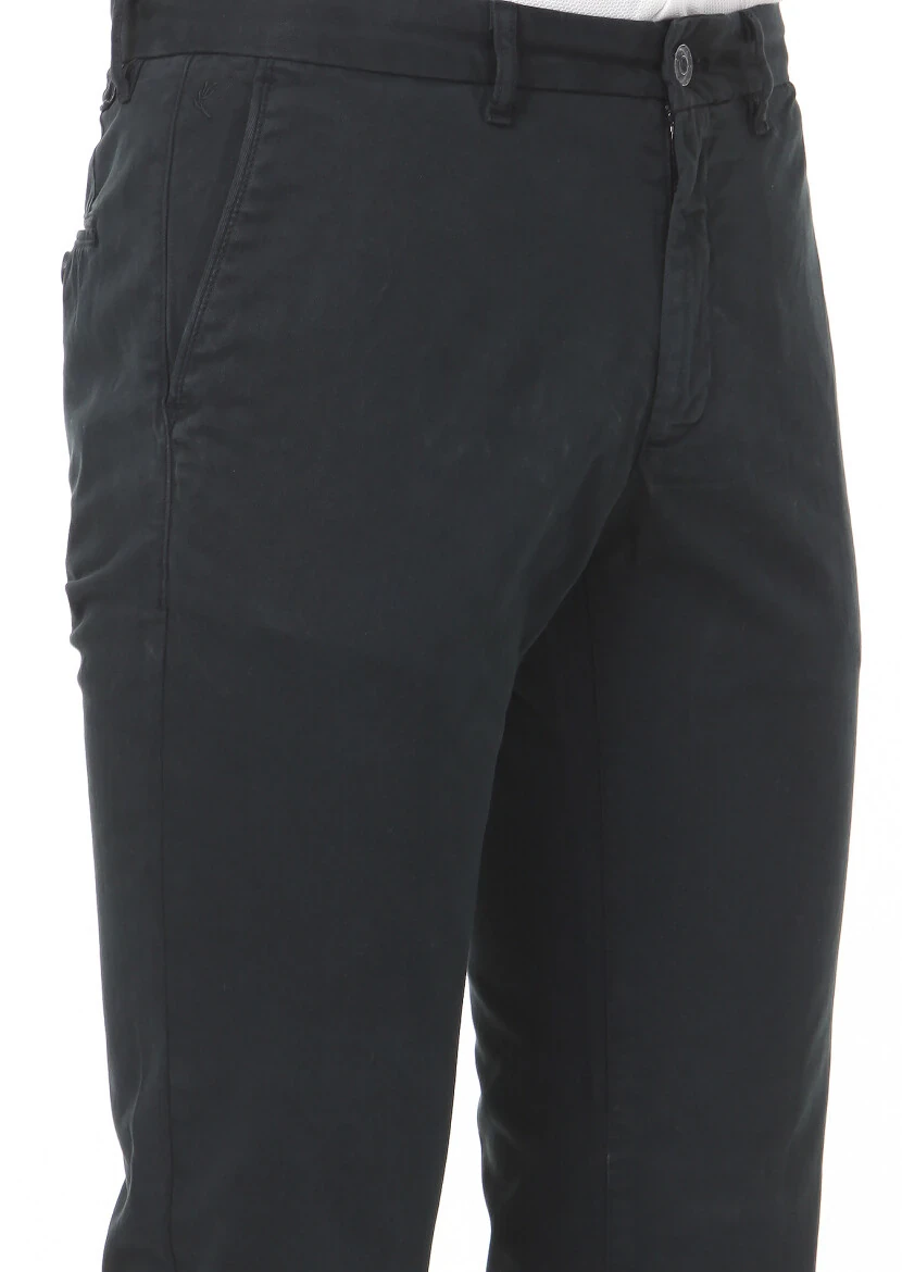 Petrol Düz Dokuma Regular Fit Casual Pamuk Karışımlı Pantolon - 3