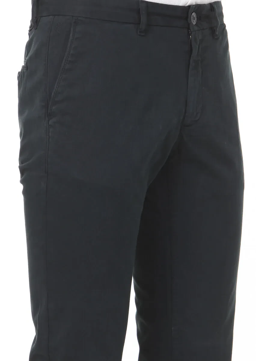 Petrol Düz Dokuma Regular Fit Casual Pamuk Karışımlı Pantolon - 3