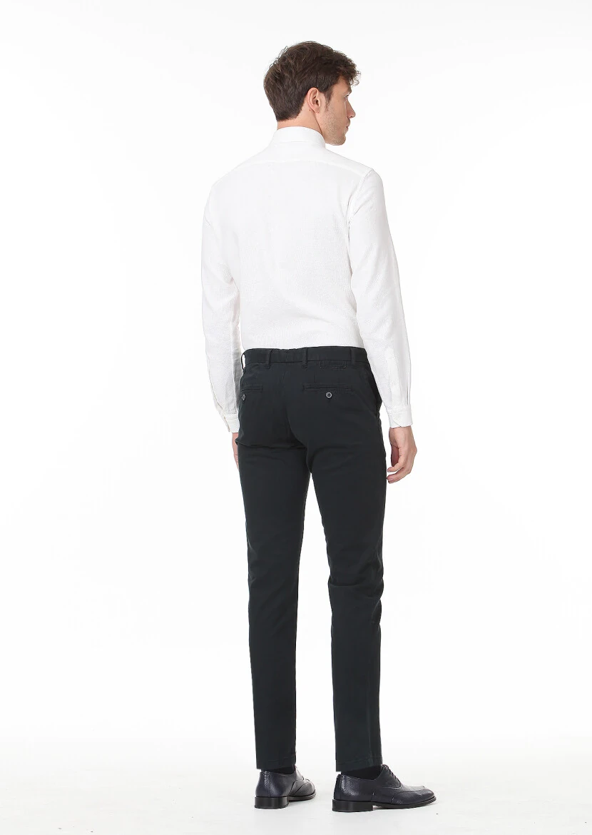 Petrol Düz Dokuma Regular Fit Casual Pamuk Karışımlı Pantolon - 4