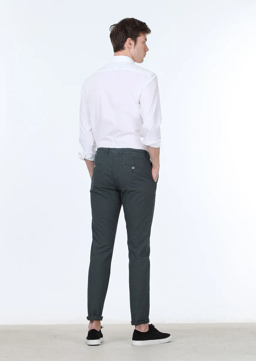 Petrol Düz Dokuma Regular Fit Casual Pamuk Karışımlı Pantolon - 4