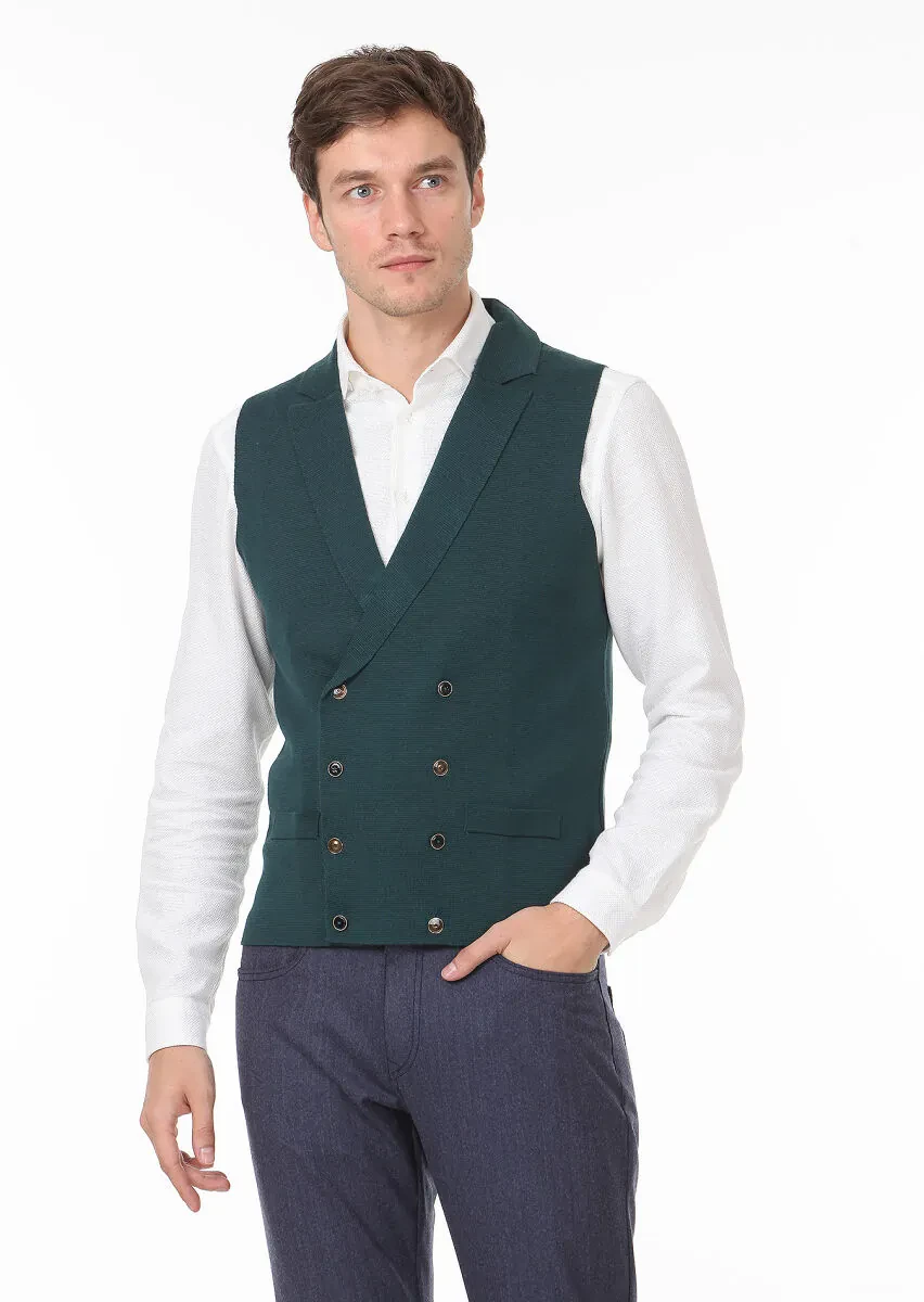 Petrol Regular Fit Casual Örme Triko Yelek - 2