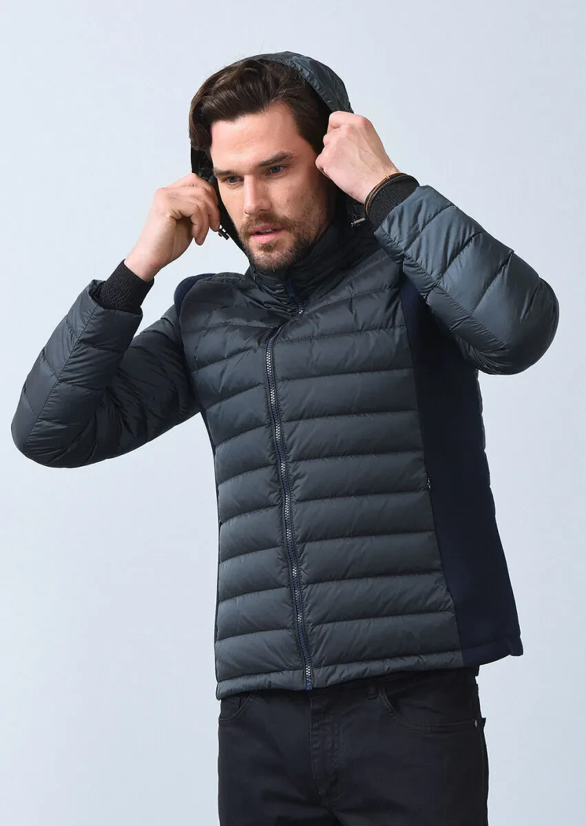 Petrol Regular Fit Dik Yaka Casual Dokuma Mont - 4