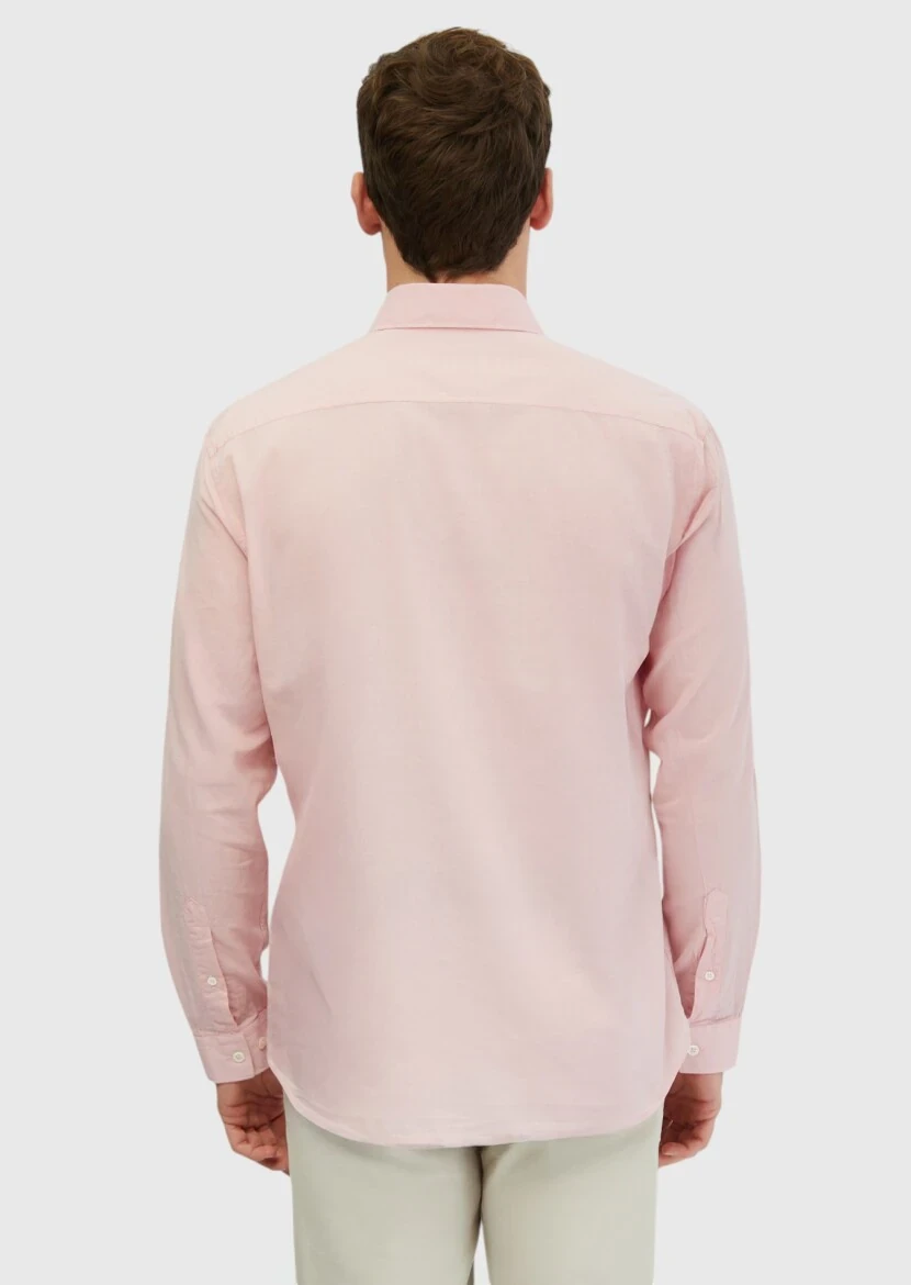 Pink Plain Casual Fit Weaving Casual 100% Cotton Shirt - RAMSEY