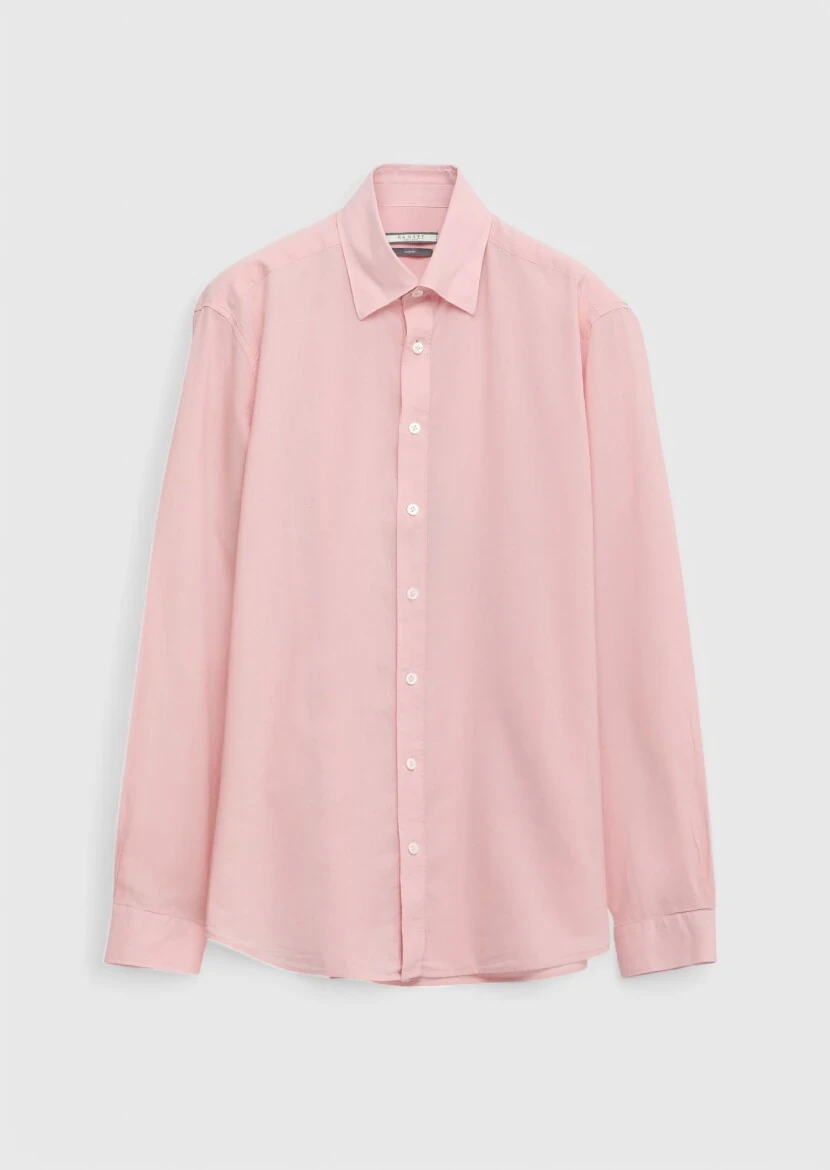 Pink Plain Casual Fit Weaving Casual 100% Cotton Shirt - 6