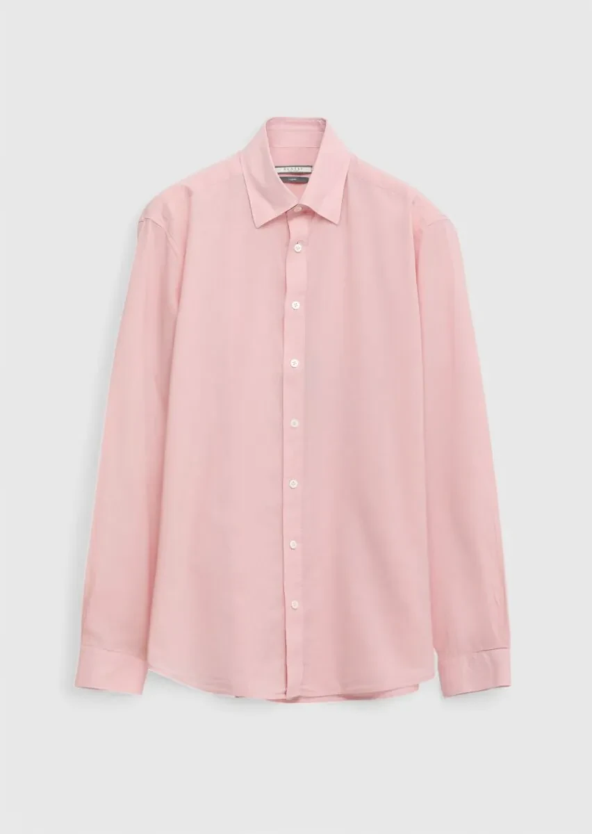 Pink Plain Casual Fit Weaving Casual 100% Cotton Shirt - 6