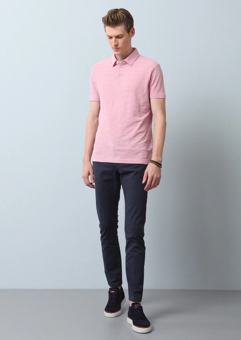 Pink Polo Neck 100% Cotton T-Shirt - 3