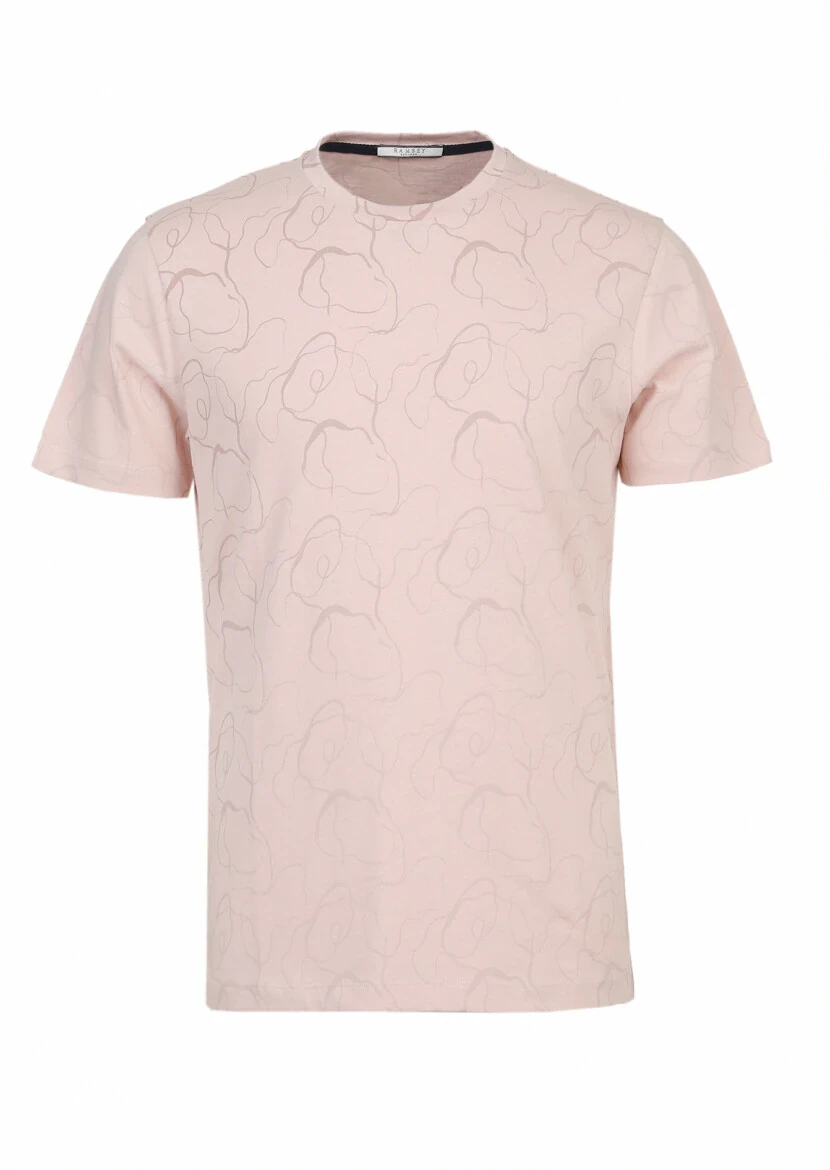 Pink Printed Crew Neck 100% Cotton T-Shirt - 6