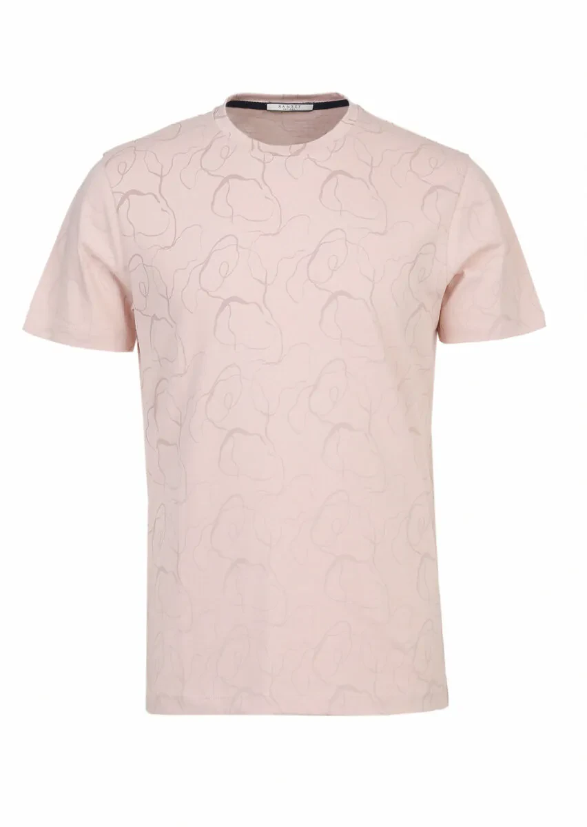Pink Printed Crew Neck 100% Cotton T-Shirt - 6