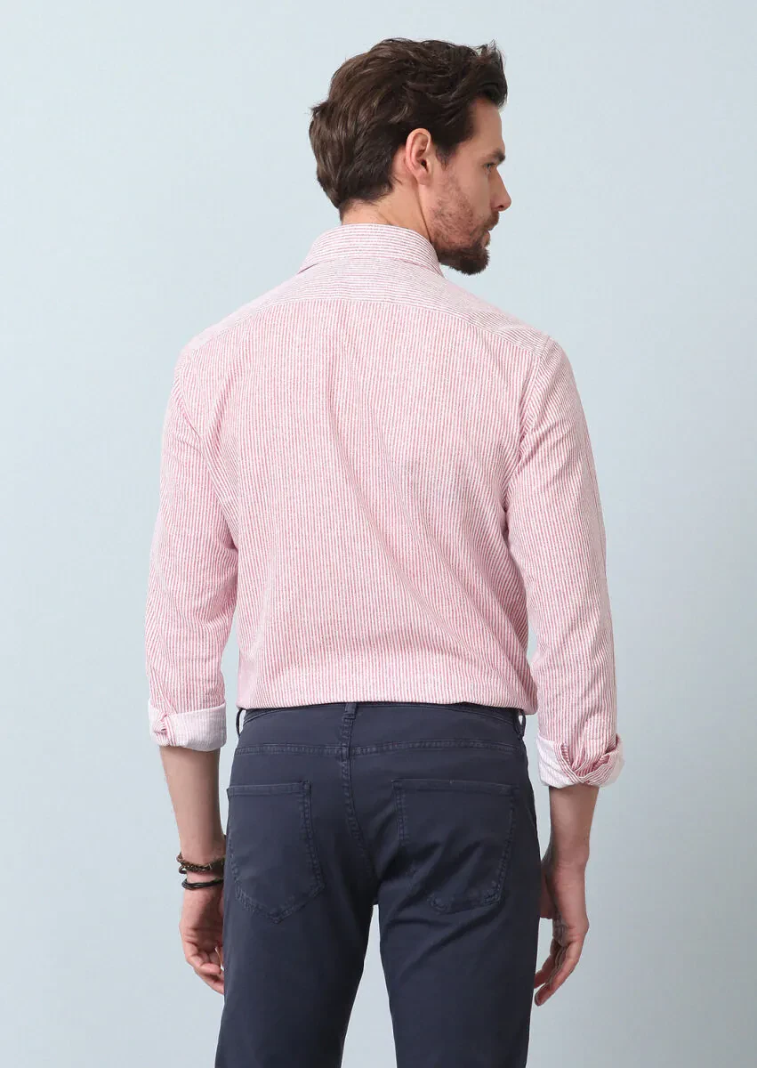 Pink Printed Regular Fit Weaving Casual 100% Cotton Shirt - 6