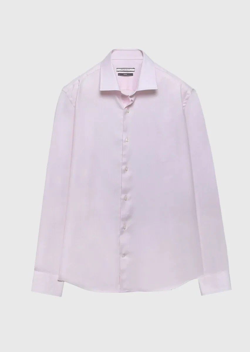 Pink Regular Fit Weaving Classical 100% Cotton Shirt - 6