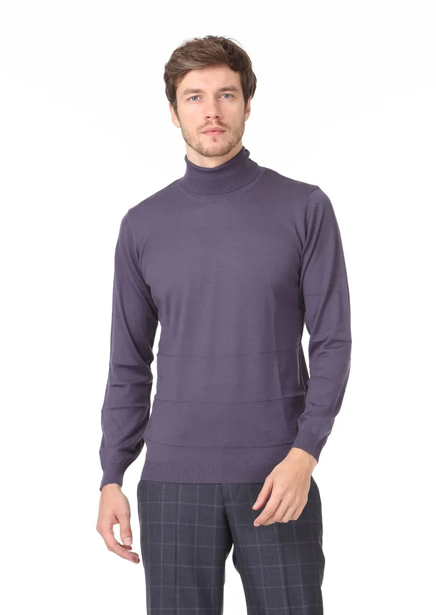 Purple Knitwear Sweatshirt - 1