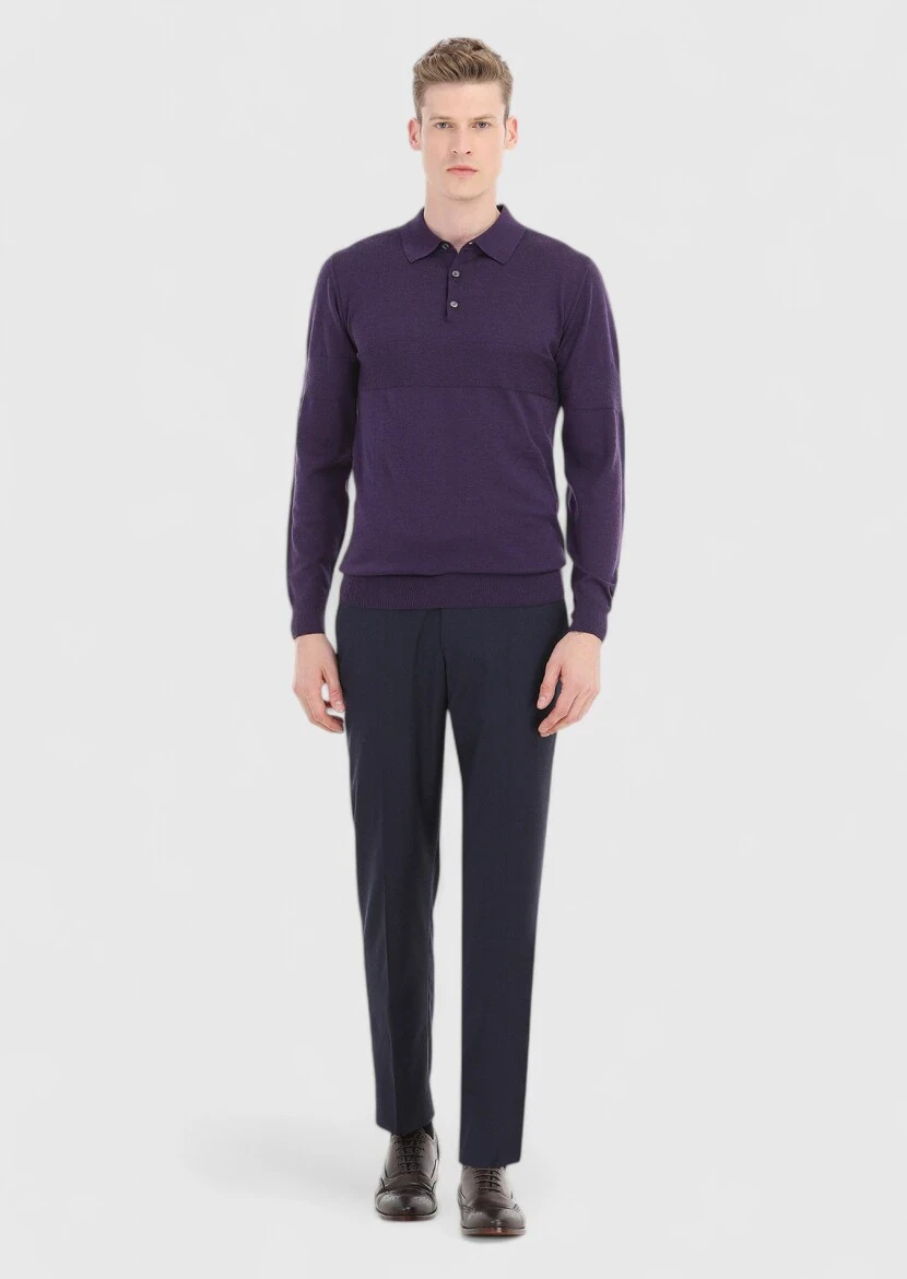 Purple Knitwear Sweatshirt - 1