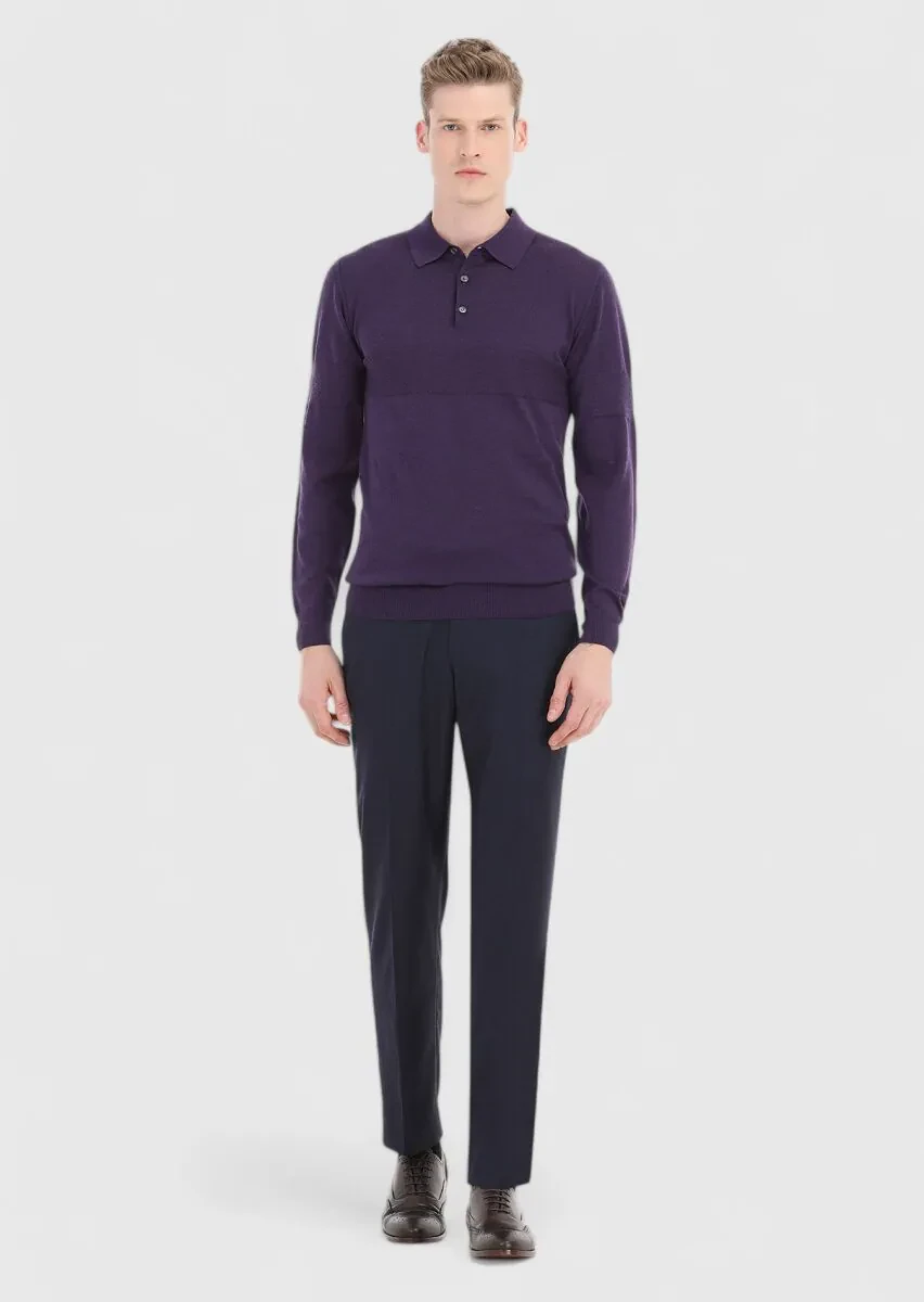 Purple Knitwear Sweatshirt - 1