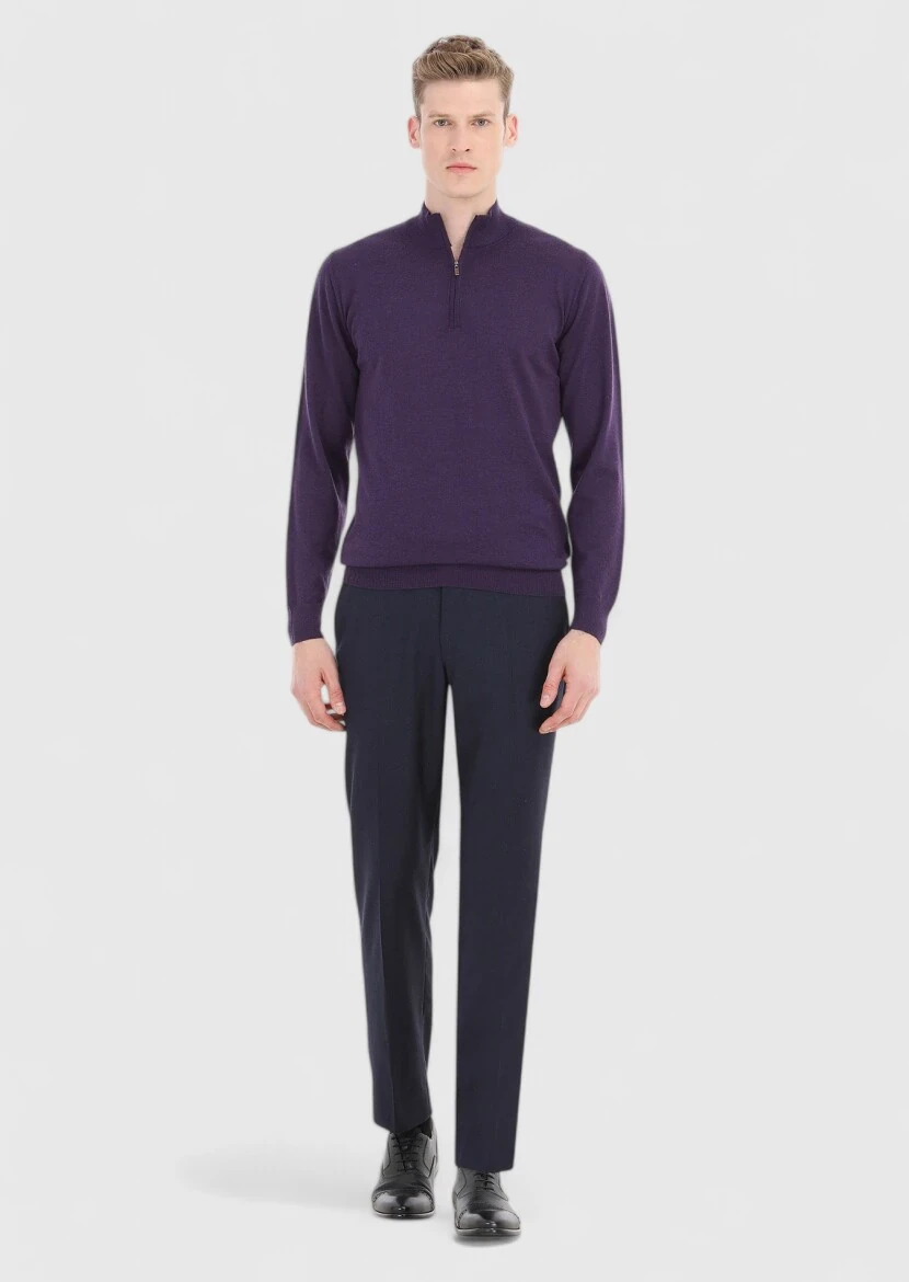 Purple Knitwear Sweatshirt - 1