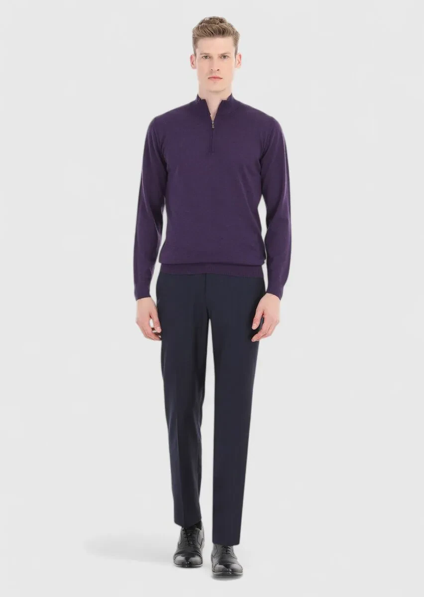 Purple Knitwear Sweatshirt - 1