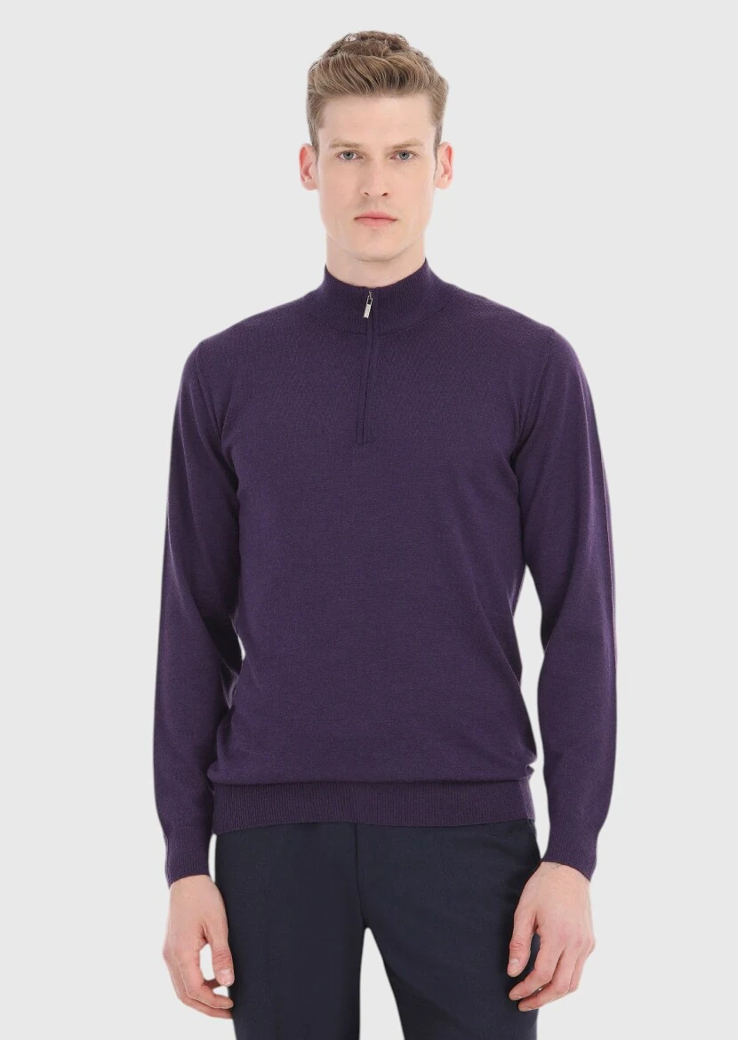 Purple Knitwear Sweatshirt - 2