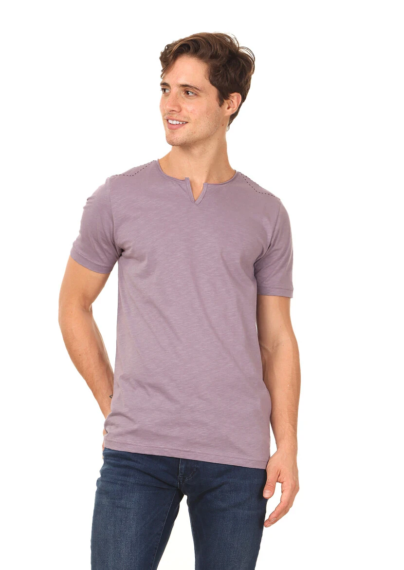 Purple Plain 100% Cotton T-Shirt - 1